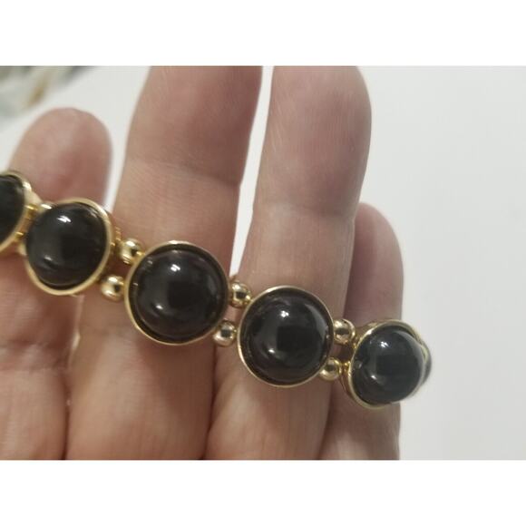 Two bracelets one bangle 2 1/2" pink stones one stretch black bead b18* - Picture 9 of 9